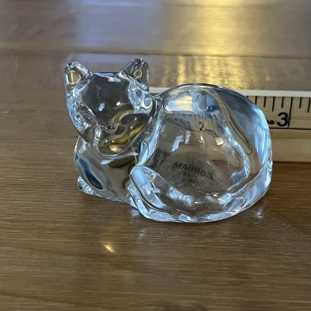 Gorham Crystal Cat Salt Shaker Figurine Clear Glass MCM‎ Cat Lover Gift Unique